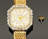 GRUEN Precision Gold Tone Diamond Bezel Quartz Ladies Watch (Crown/Stem ... - $21.28
