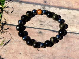 Gold Sheen Obsidian and Hematite Bracelet for Protection Strength Energy Healing - £22.38 GBP