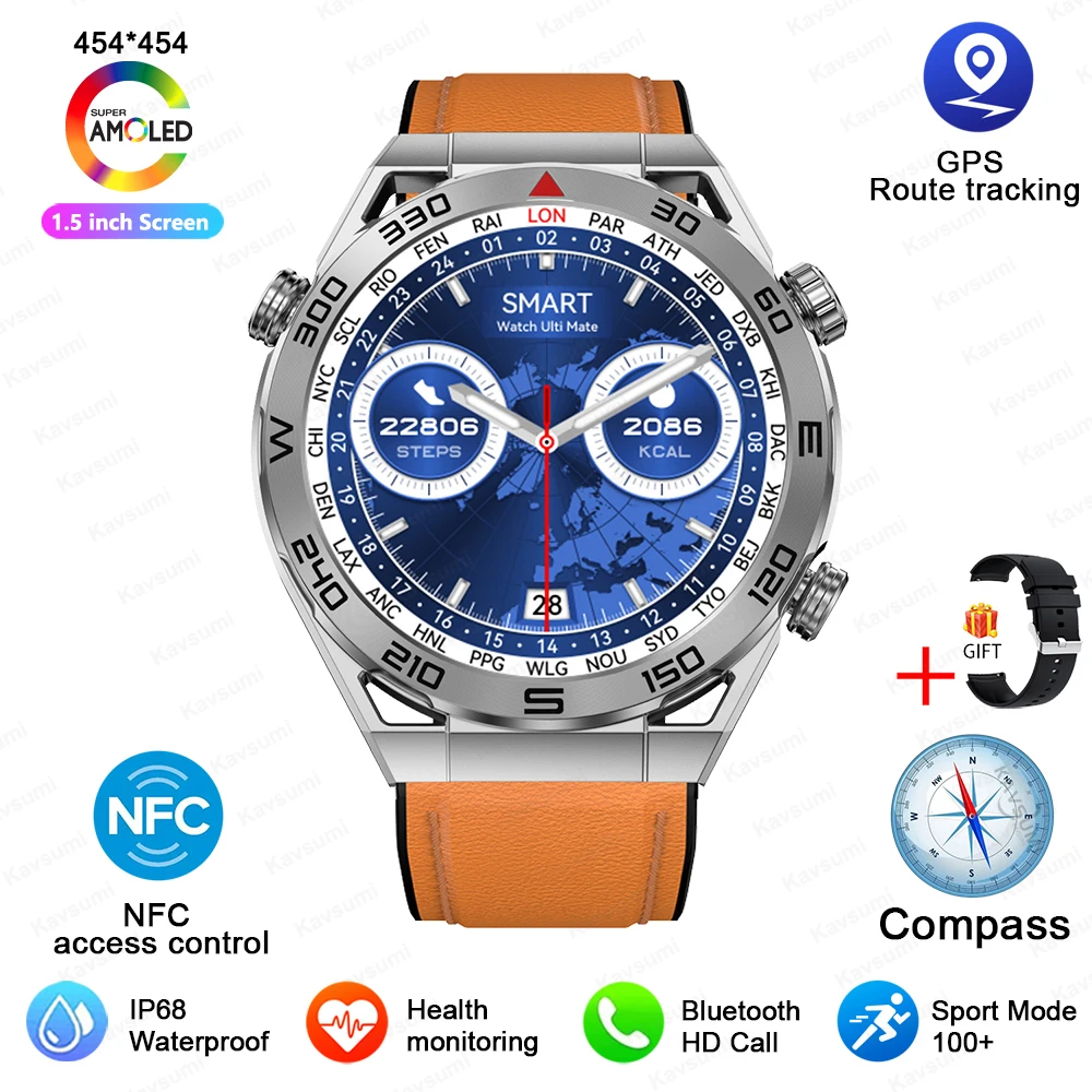 NFC Smart Watch Men Call Sport GPS Track Watches Music Custom Dial Heart Rate EC - £77.01 GBP