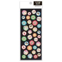 Cute Flower Stickers Classic Japanese Icon Round Paper Sticker Sheet Craft New - £3.17 GBP