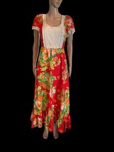 VTG 60s Mr B of California Maxi Prairie Dress Cottagecore Lace Boho Hipp... - $25.87