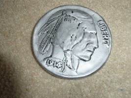 Vintage Plaster Indian Head Nickel Wall Hanging 5&quot; Wide - £17.32 GBP