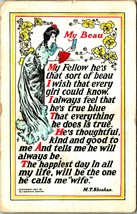 My Beau - M T Sheahan Poem - Good Motto Post Card - 1907 Vtg Postcard - £5.90 GBP