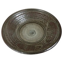 Vintage Signed Mideke Pottery Sgraffito Tree Nature Design 10&quot; Centerpiece Bowl - £219.91 GBP