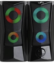 beFree 2.0 Computer Gaming Desk Shelf Portable Speakers w Color LED Lights - £40.21 GBP