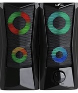 beFree 2.0 Computer Gaming Desk Shelf Portable Speakers w Color LED Lights - £39.49 GBP