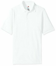 Hanes Branded Printwear Mens Short Sleeve X-Temp W/FreshIQ Polo Large White NWOT - £11.86 GBP