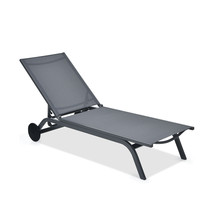 Outdoor Lounge Chair Chaise Reclining Aluminum Fabric Adjustable - £185.91 GBP