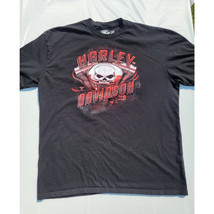 Harley Davidson Biker Built Black T-Shirt Skull Engine Motor Size XL 24&quot;... - $45.19 CAD