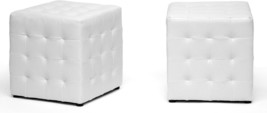 Baxton Studio Siskal Modern Cube Ottoman, White, Set Of 2, - $78.95