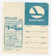 Eastern Airlines Ticket Jacket Dollar Rent a Car - $17.80