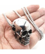 MENDEL Gothic Mens Biker Skull Pendant Necklace Men Stainless Steel Chai... - £13.20 GBP