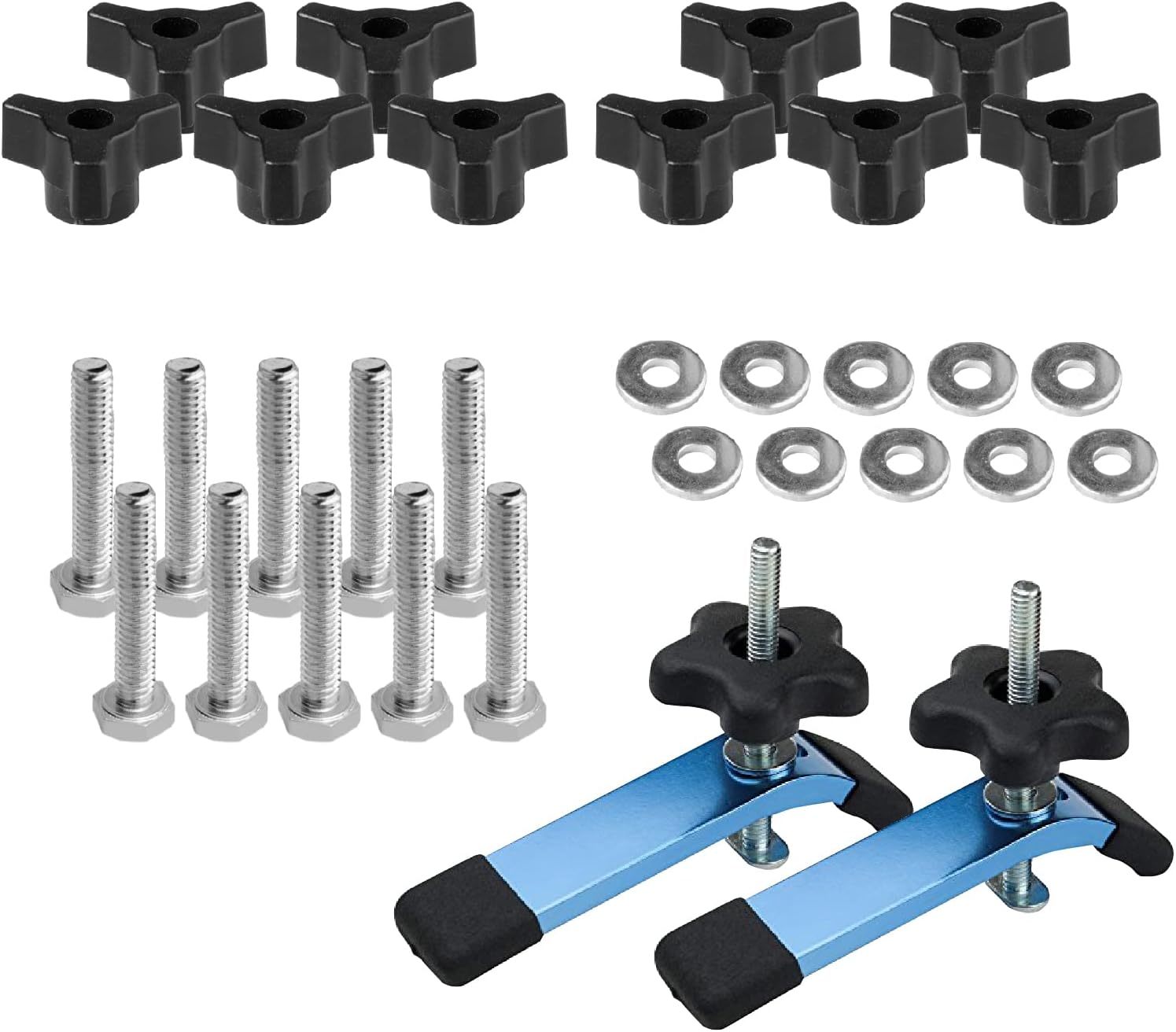 Powertec 71846 T Track Knob Kit W/Hold Down Clamps, (Set Of 10) 1/4-20 X... - $37.93