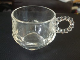 Vintage Hazel Atlas Clear Pattern Glass Punch Bowl Cup with Beaded Handle - $14.02