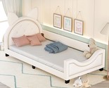Twin Size Upholstered Daybed,Pu Leather Low Platform Carton Ears Shaped ... - $359.99