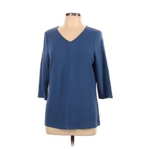 Chico&#39;s Ribbed Blue 3/4 Sleeve Sweater Blouse Size 12/14 - £13.81 GBP