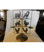 Hand Made Silver Metal Votive Candle Holder With Animal Silhouettes - £59.26 GBP