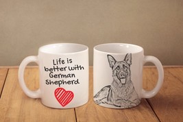 German Shepherd - mug with a dog - heart shape . &quot;Life is better with...&quot;. High  - £11.98 GBP