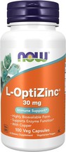 Now Foods L-OPTIZINC Immunity Vegan Soy Free Non-GMO 30mg 100 Veg Caps + Copper - £7.41 GBP