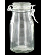 1 Clear Glass 4 1/2&quot; MILK BOTTLE JAR FLIP LID bail top wire Clamp LiGhTn... - $21.45