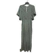 Melloday Womens Jumpsuit Green Geometric V Neck 3/4 Sleeve Kimono Palazzo S New - $20.29
