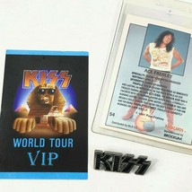 Kiss Vtg 3 Item Lot Revenge Metal Pin Shade VIP Concert Pass Ace Trading... - £25.41 GBP