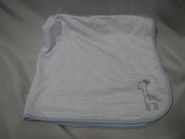 Just One You Stripe Blue White Gray Cotton Baby Boy Blanket Giraffe Nwot - £17.06 GBP