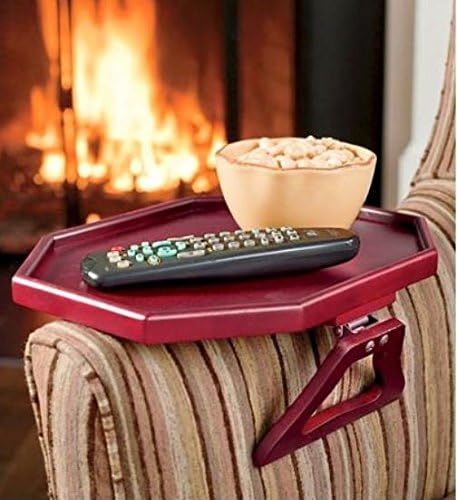Cherry Wooden Clip-On Armchair Table By Jumbl With Protective Lip - $31.93