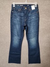 J Crew Demi Boot Crop Jeans Womens 27 Blue Dark Wash Raw Hem NEW - £34.89 GBP