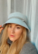 Grey Cotton basket hat, crochet hat,  unisex, EXCLUSIVE  Boho Bucket  hat - $58.00