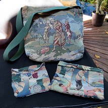 Vintage Gloria Rae Tapestry Bag Pouch Set Golfing Women Golfers Roaring 20s - $60.78