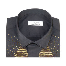 Men CEREMONIA Turkey Shirt 100% Cotton Fancy Rhine Stones #Rio 15 Black Slim Fit image 9