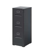 Black Metal 3-Drawer File Cabinet with Lock, A4/Legal/Letter Storage - $241.26 CAD