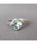 Silpada Frozen Lake Ring Pale Blue Solitaire Stone Etched Band Sz 9.5 St... - £59.86 GBP