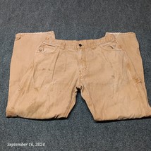 * Dickies Carpenter Pants Men 34x30 Brown Canvas Workwear Distressed - $15.23