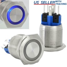 22Mm Stainless Steel Momentary Push On Switch With Blue Led - £19.61 GBP