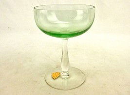 Tiffin 6 oz Champagne Glass, Transparent Green Bowl, Clear Stem, Hand Blown - £11.52 GBP