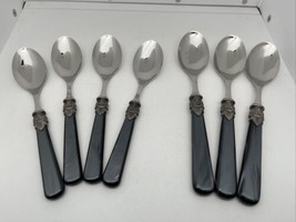 EME Napoleon Dark Gray Pearl Spoons Set Of 7 Mirror Polished 18/10 2 Sizes - £42.58 GBP
