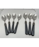 EME Napoleon Dark Gray Pearl Spoons Set Of 7 Mirror Polished 18/10 2 Sizes - £41.92 GBP