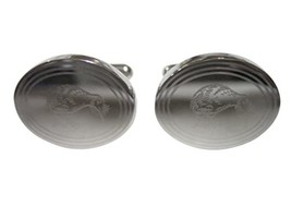 Silver Toned Oval Etched Kiwi Bird Cufflinks - £32.06 GBP