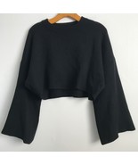 Princess Polly Sweater S Black Bell Long Sleeve Crop Pullover Chunky Knit Top - $18.50