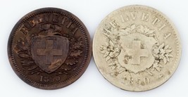 1850 Switzerland Coin Lot (2pcs) 2-20 Rappen KM# 4.1, 7 - $62.36