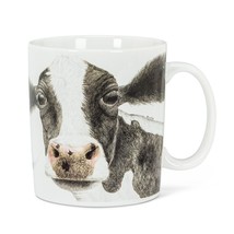 Cow Face Jumbo Coffee Mug Ceramic 16 oz Farm Life Country Animal Grey White - $17.81