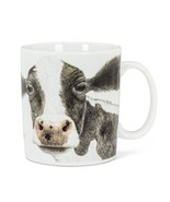Cow Face Jumbo Coffee Mug Ceramic 16 oz Farm Life Country Animal Grey White - £14.19 GBP