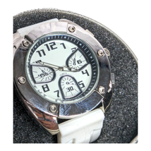 Mens White Silicone Band Wristwatch with Silver Metal Bezel Watch  - $12.82