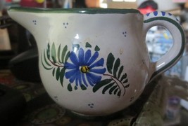 C.A. Positano Ceramic Creamer Tiny Pitcher Italy Blue Orange Flowers 2 3/4&quot; tall - £7.46 GBP