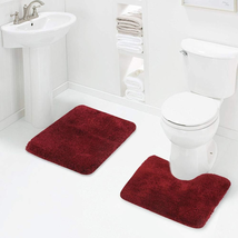 Shaggy 2 Piece Bath Rug Sets (Red) 20 X 24 U Shape Contour Rug &amp; 20 X 32 Bathroo - £34.97 GBP