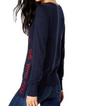 allbrand365 designer Womens Graphic Print Asymmetrical Sweater, Large - $78.71