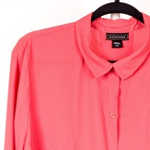 Metaphor Button Up Blouse L Womens Pink Salmon Long Sleeve Career Casual - £18.57 GBP
