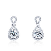 Gems Blue Diamonds Silver 925 Women Earrings 4Round White Moissanite Stone Weddi - £87.92 GBP